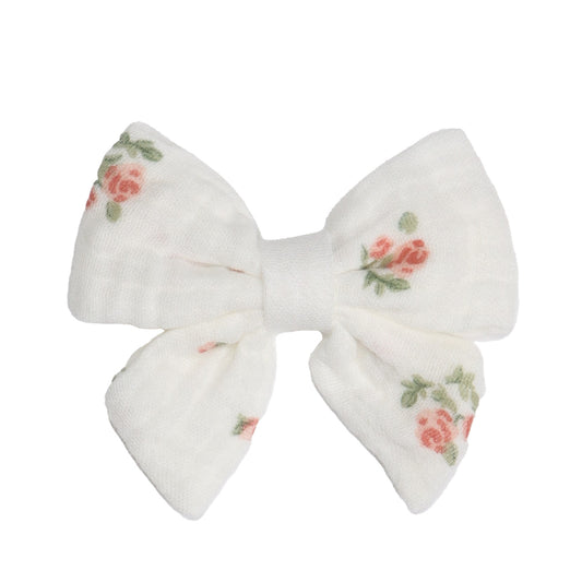 Muslin Tie Bow Clip